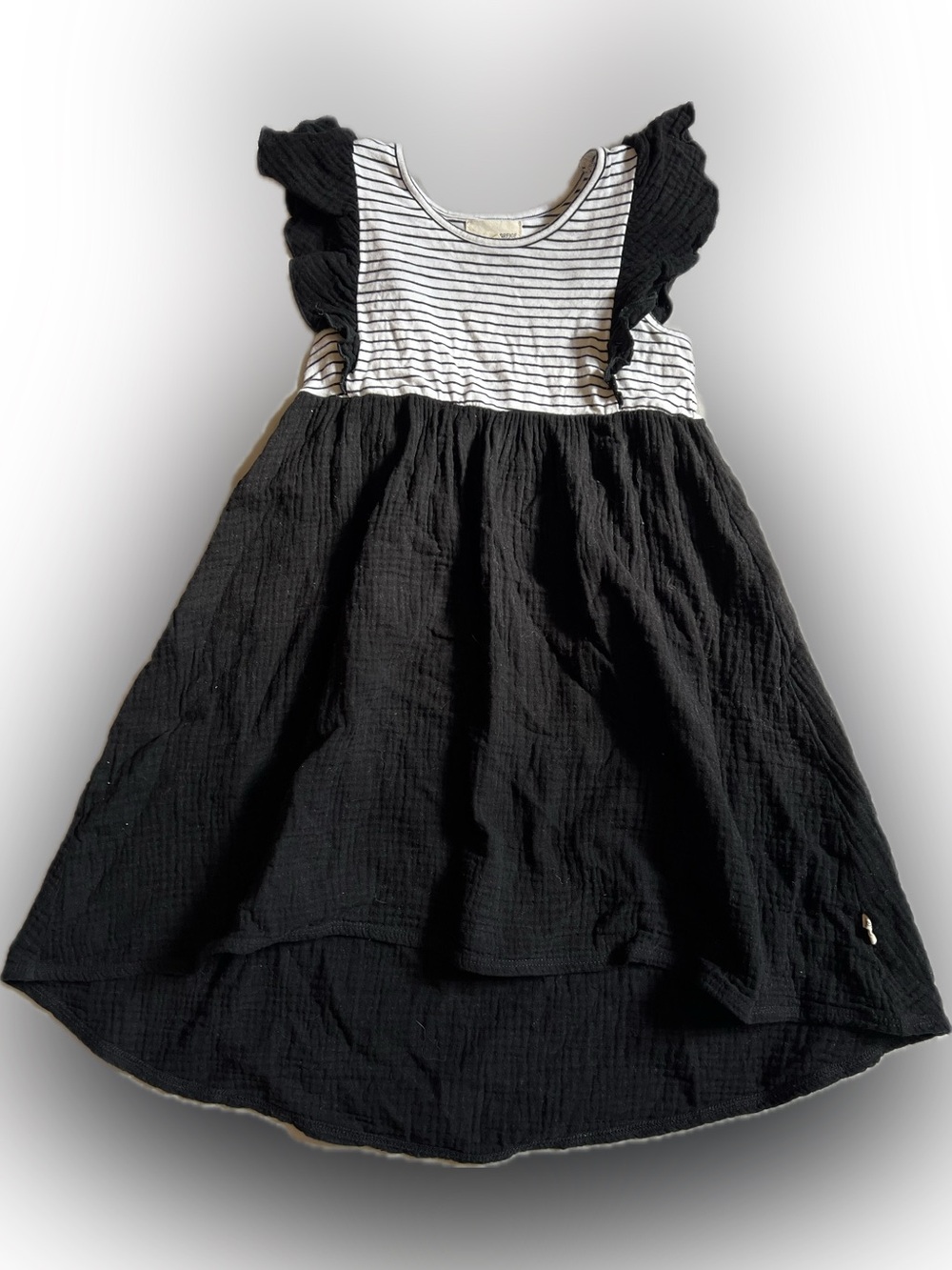 GREIGE Striped Flutter-Sleeve Dress SIZE 6